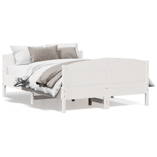 Estrutura cama c/ cabeceira 140x190 cm pinho maciço branco