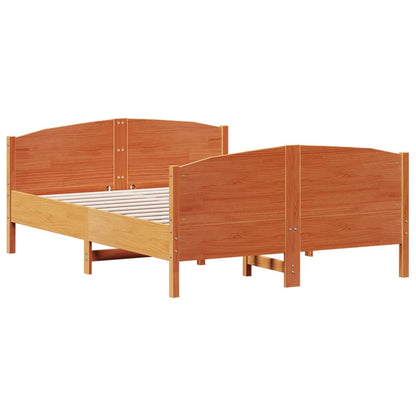 Estrutura cama c/ cabeceira 140x190cm pinho maciço castanho-mel