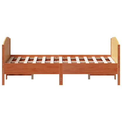 Estrutura cama c/ cabeceira 135x190cm pinho maciço castanho-mel