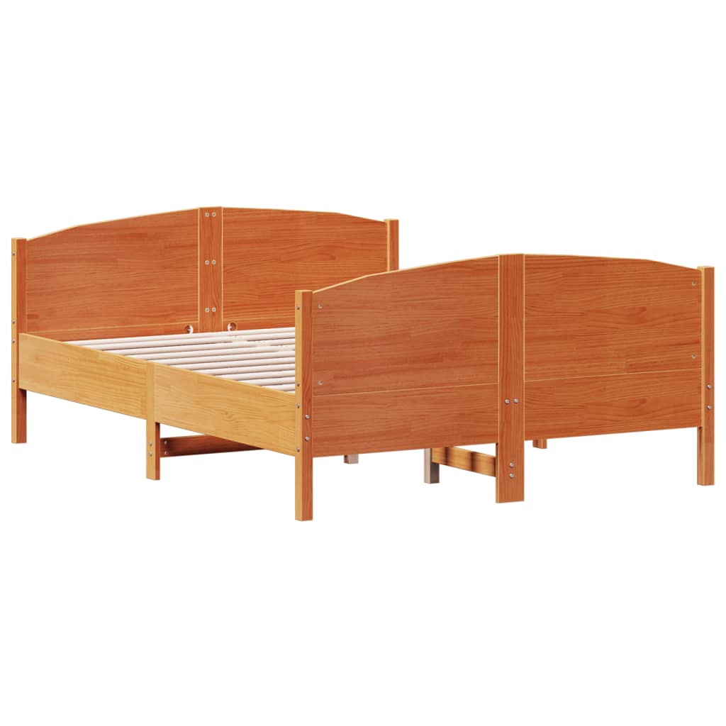 Estrutura cama c/ cabeceira 135x190cm pinho maciço castanho-mel