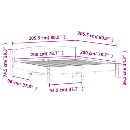 Estrutura de cama com cabeceira 200x200 cm pinho maciço