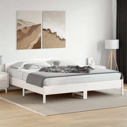 Estrutura de cama com cabeceira 200x200 cm pinho maciço branco