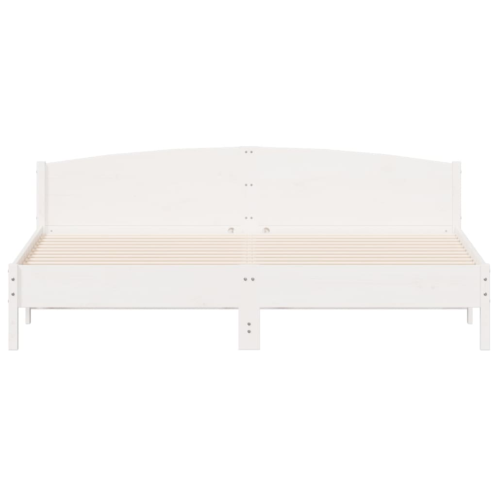 Estrutura de cama com cabeceira 200x200 cm pinho maciço branco