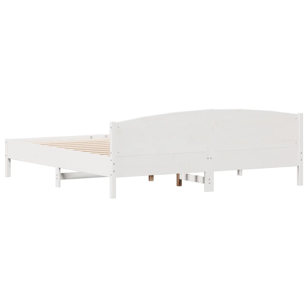 Estrutura de cama com cabeceira 200x200 cm pinho maciço branco