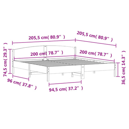 Estrutura de cama com cabeceira 200x200 cm pinho maciço branco