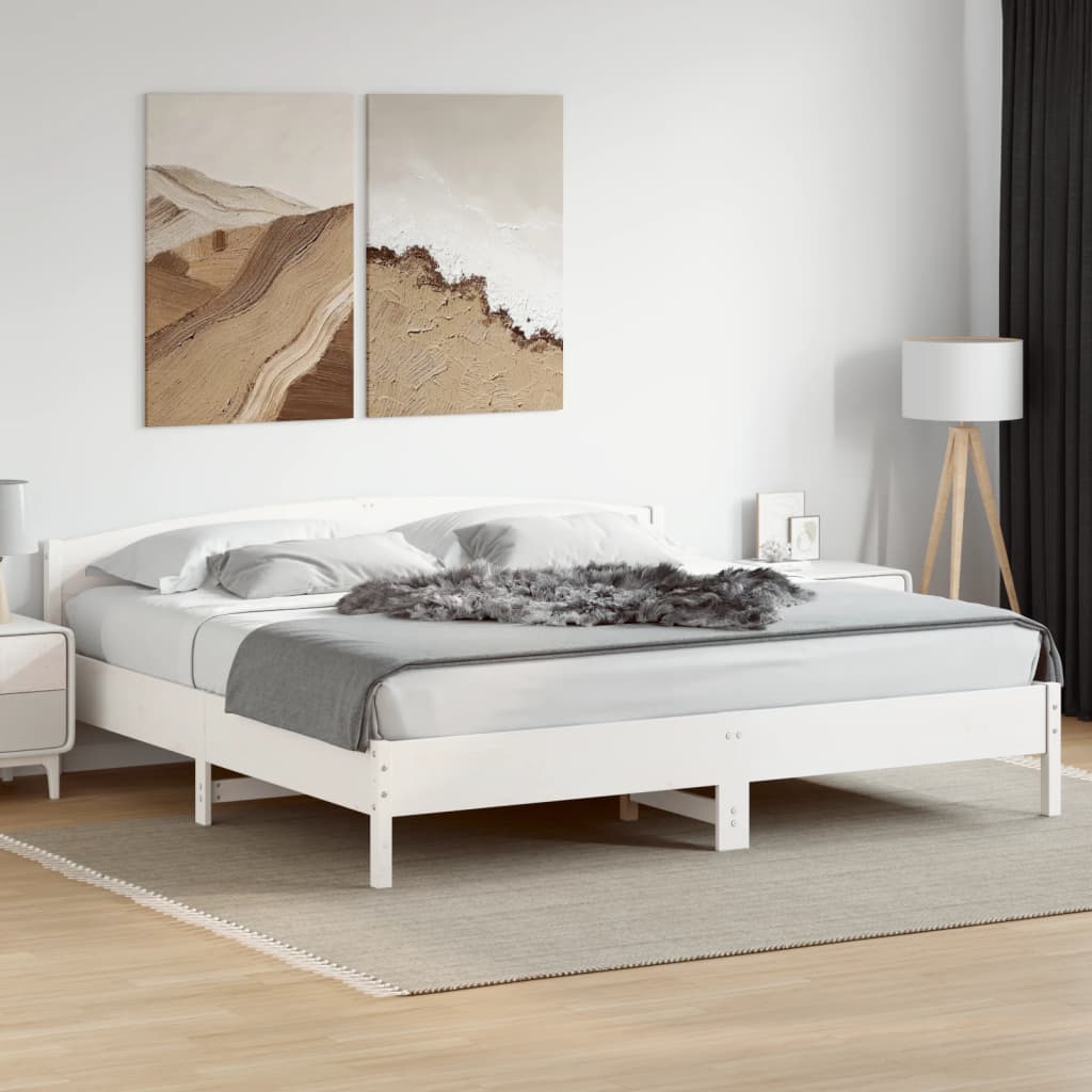 Estrutura de cama com cabeceira 180x200cm pinho maciço branco