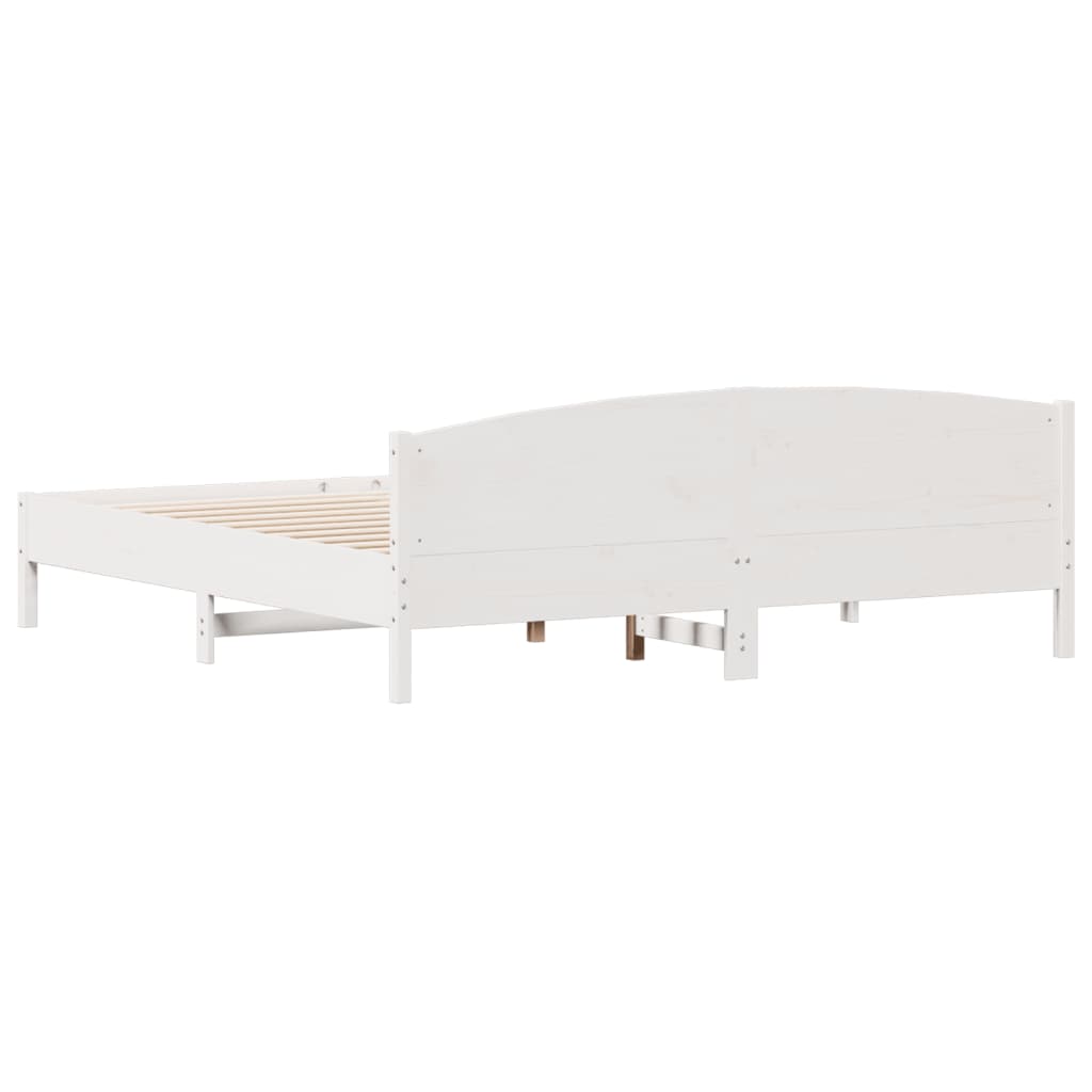 Estrutura de cama com cabeceira 180x200cm pinho maciço branco