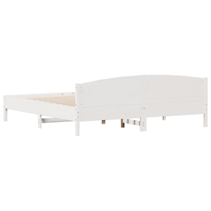 Estrutura de cama com cabeceira 180x200cm pinho maciço branco