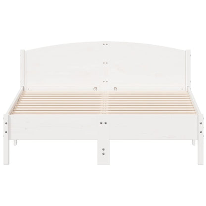 Estrutura de cama c/ cabeceira 150x200 cm pinho maciço branco