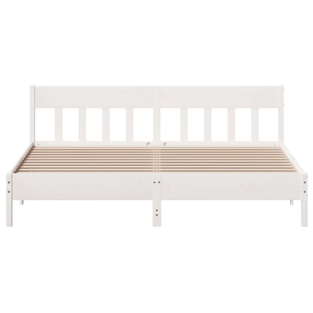 Estrutura de cama com cabeceira 200x200 cm pinho maciço branco