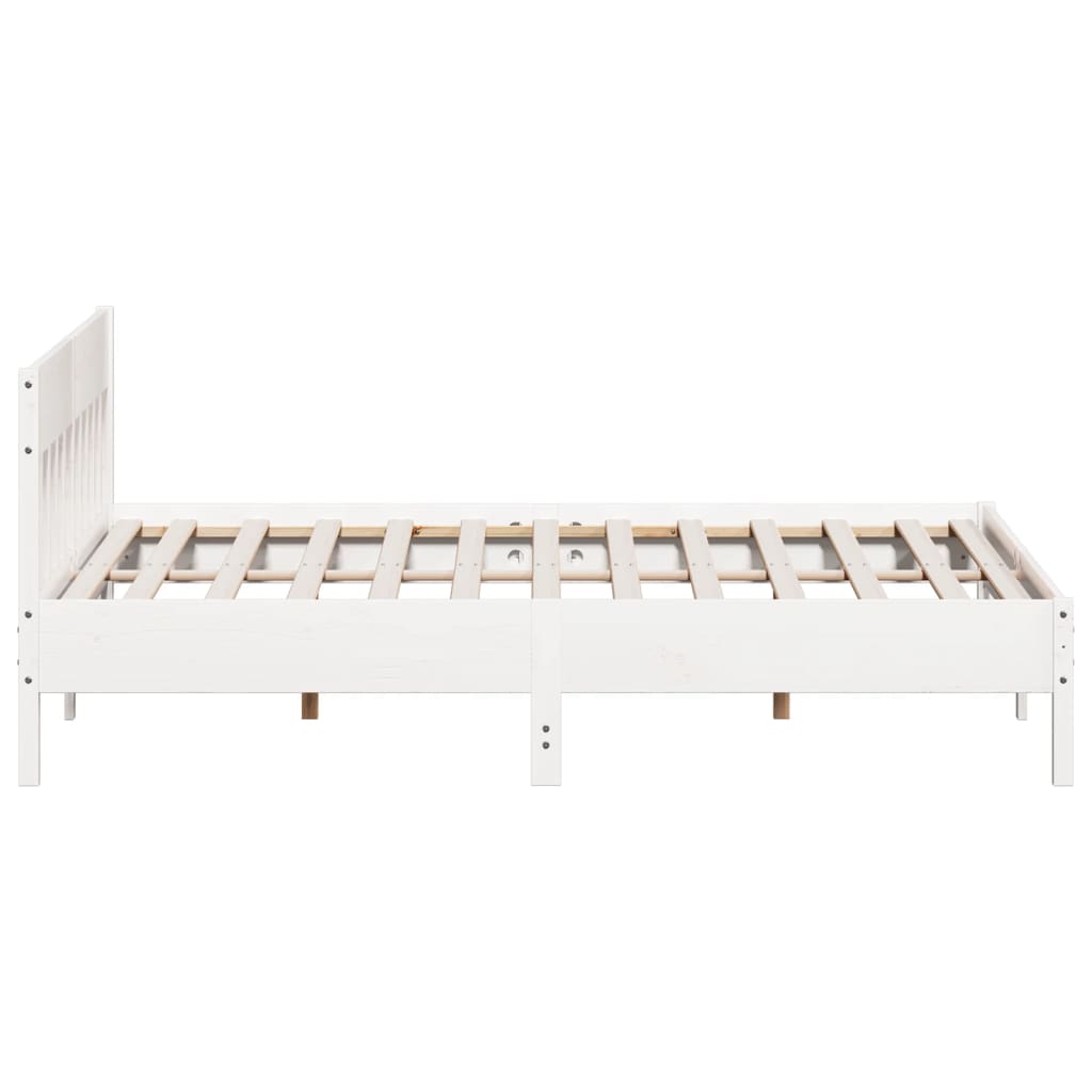 Estrutura de cama com cabeceira 200x200 cm pinho maciço branco