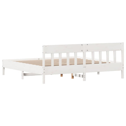 Estrutura de cama com cabeceira 200x200 cm pinho maciço branco