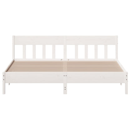 Estrutura de cama com cabeceira 180x200cm pinho maciço branco