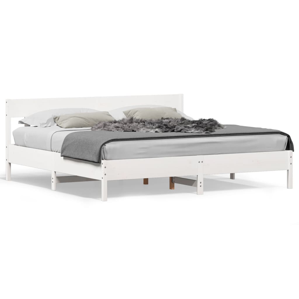 Estrutura de cama com cabeceira 180x200cm pinho maciço branco