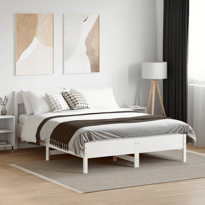 Estrutura de cama com cabeceira 160x200 cm pinho maciço branco