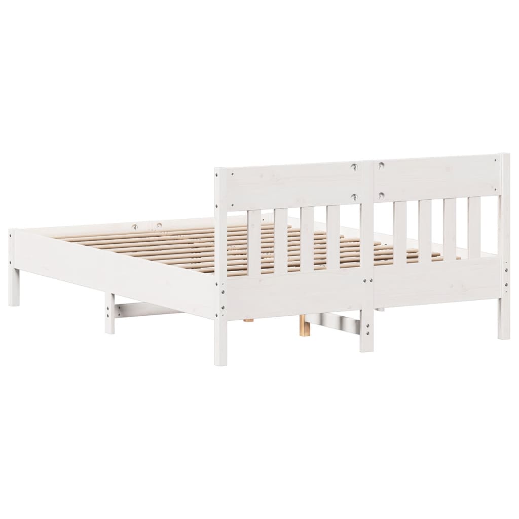 Estrutura de cama com cabeceira 160x200 cm pinho maciço branco