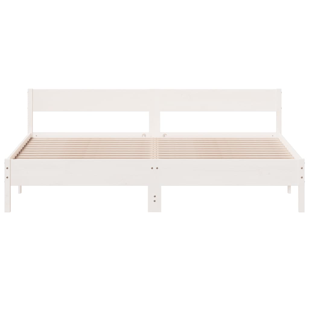 Estrutura de cama com cabeceira 200x200 cm pinho maciço branco