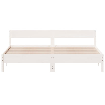 Estrutura de cama com cabeceira 200x200 cm pinho maciço branco