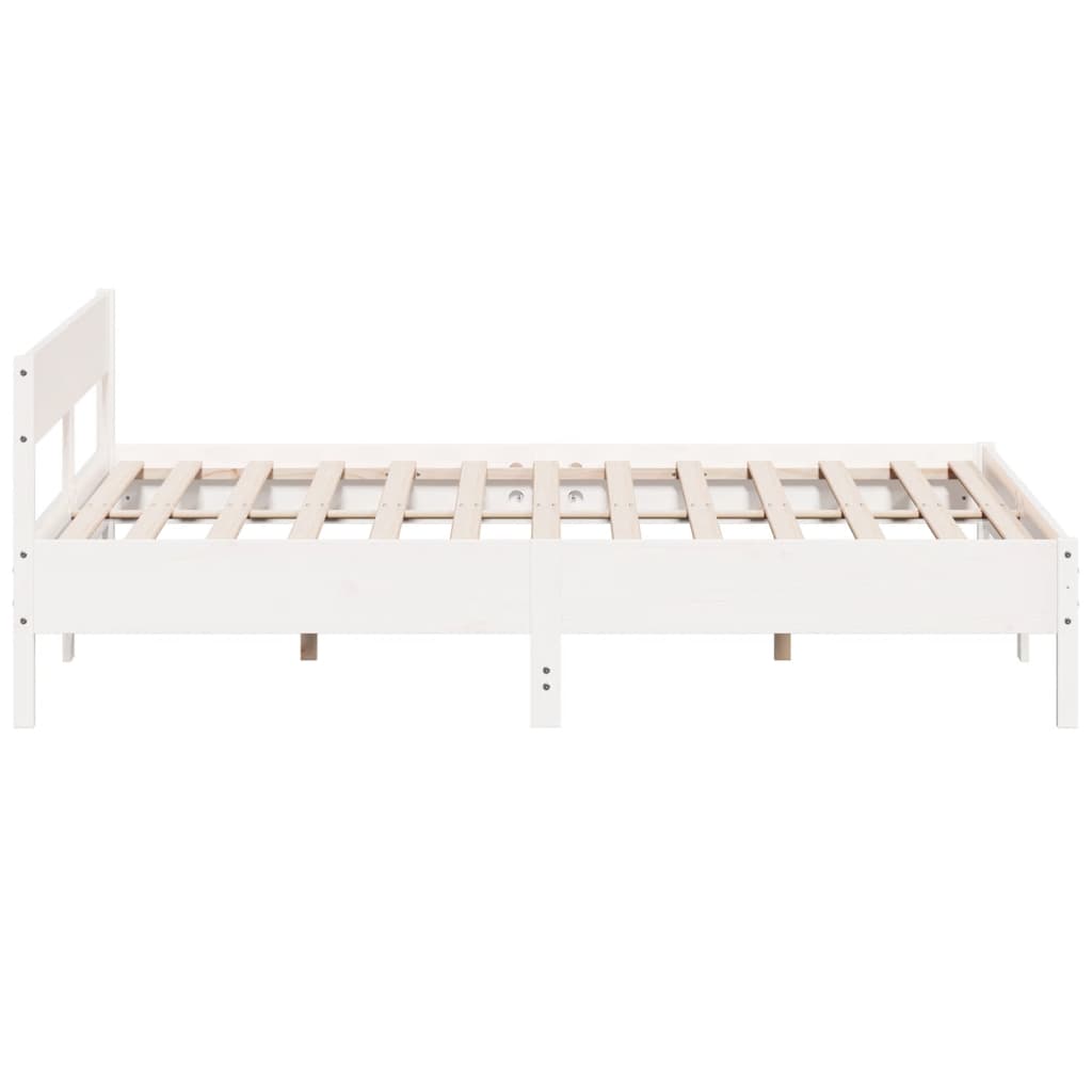 Estrutura de cama com cabeceira 200x200 cm pinho maciço branco