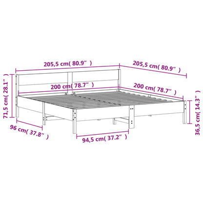 Estrutura de cama com cabeceira 200x200 cm pinho maciço branco