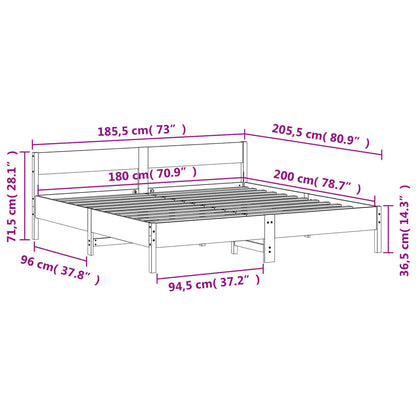 Estrutura de cama com cabeceira 180x200 cm pinho maciço