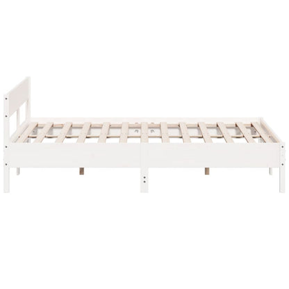 Estrutura de cama com cabeceira 180x200cm pinho maciço branco