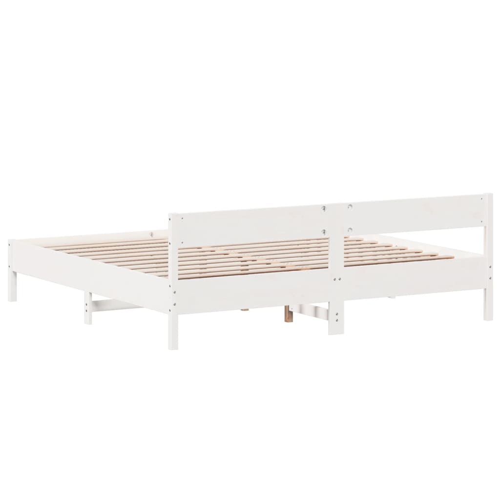 Estrutura de cama com cabeceira 180x200cm pinho maciço branco