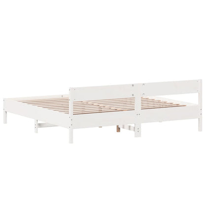 Estrutura de cama com cabeceira 180x200cm pinho maciço branco