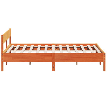 Estrutura cama c/ cabeceira 180x200cm pinho maciço castanho-mel