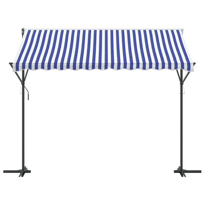 Toldo de pé 300x300 cm tecido e aço azul e branco