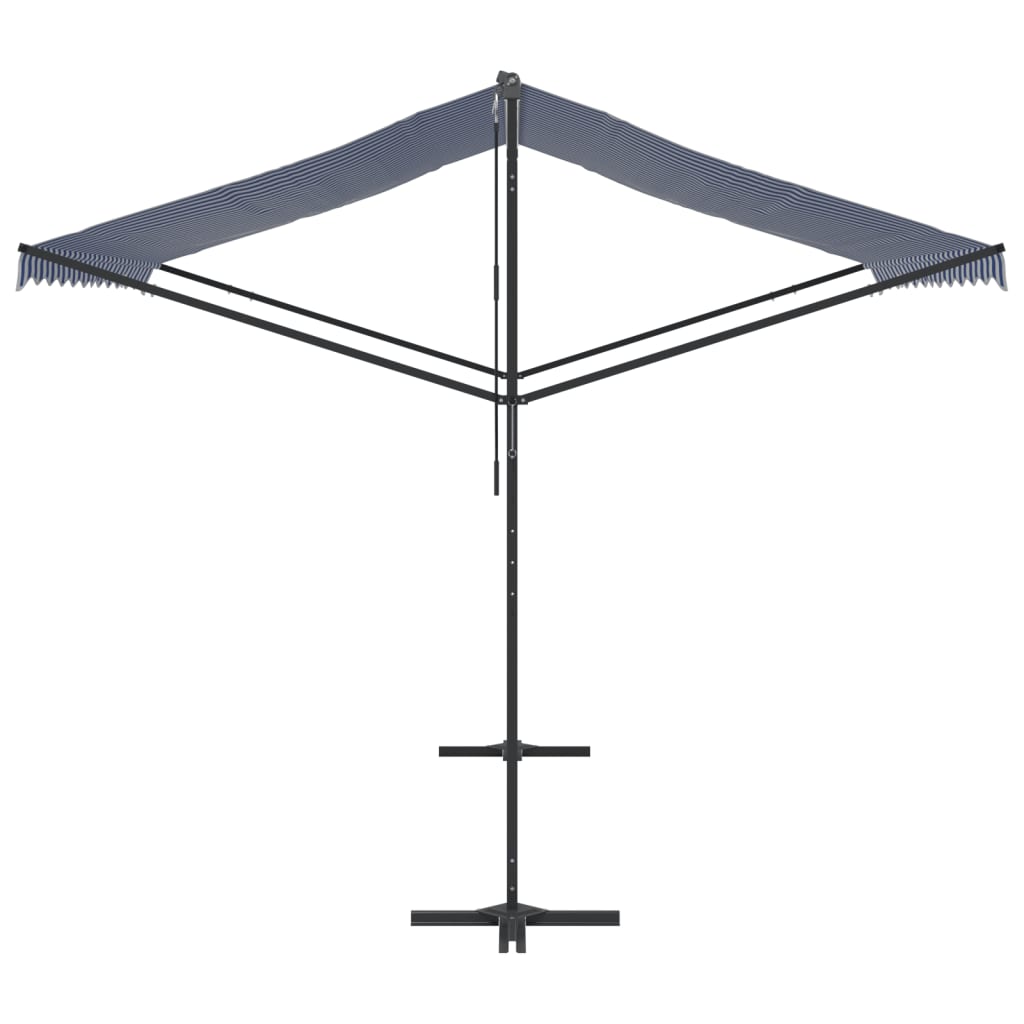 Toldo de pé 300x300 cm tecido e aço azul e branco