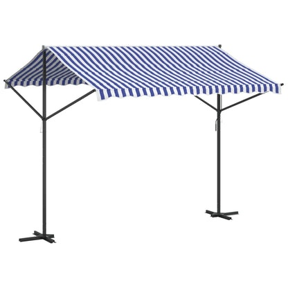 Toldo de pé 300x300 cm tecido e aço azul e branco