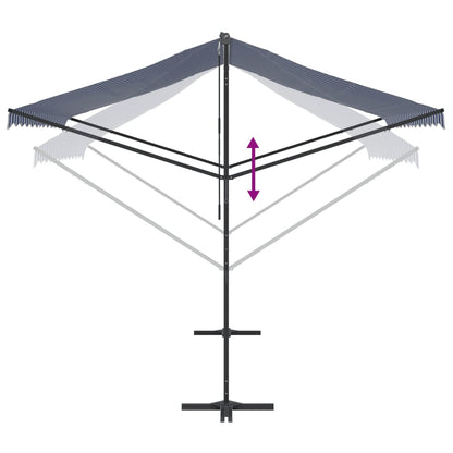 Toldo de pé 300x300 cm tecido e aço azul e branco