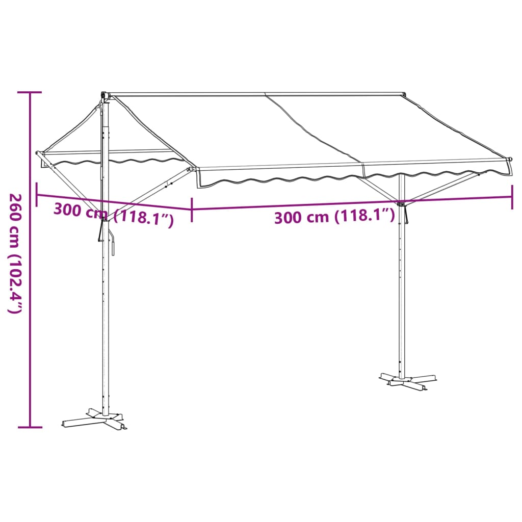 Toldo de pé 300x300 cm tecido e aço azul e branco