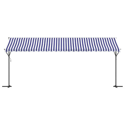 Toldo de pé 600x300 cm tecido e aço azul e branco