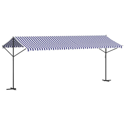 Toldo de pé 600x300 cm tecido e aço azul e branco