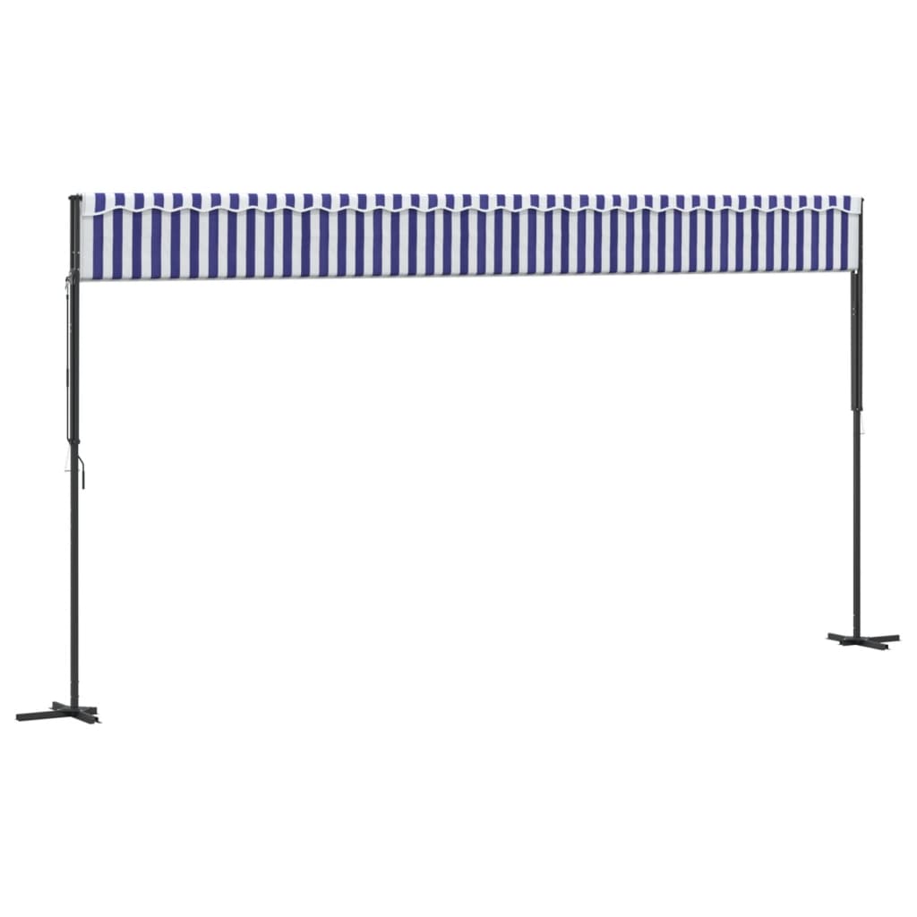 Toldo de pé 600x300 cm tecido e aço azul e branco