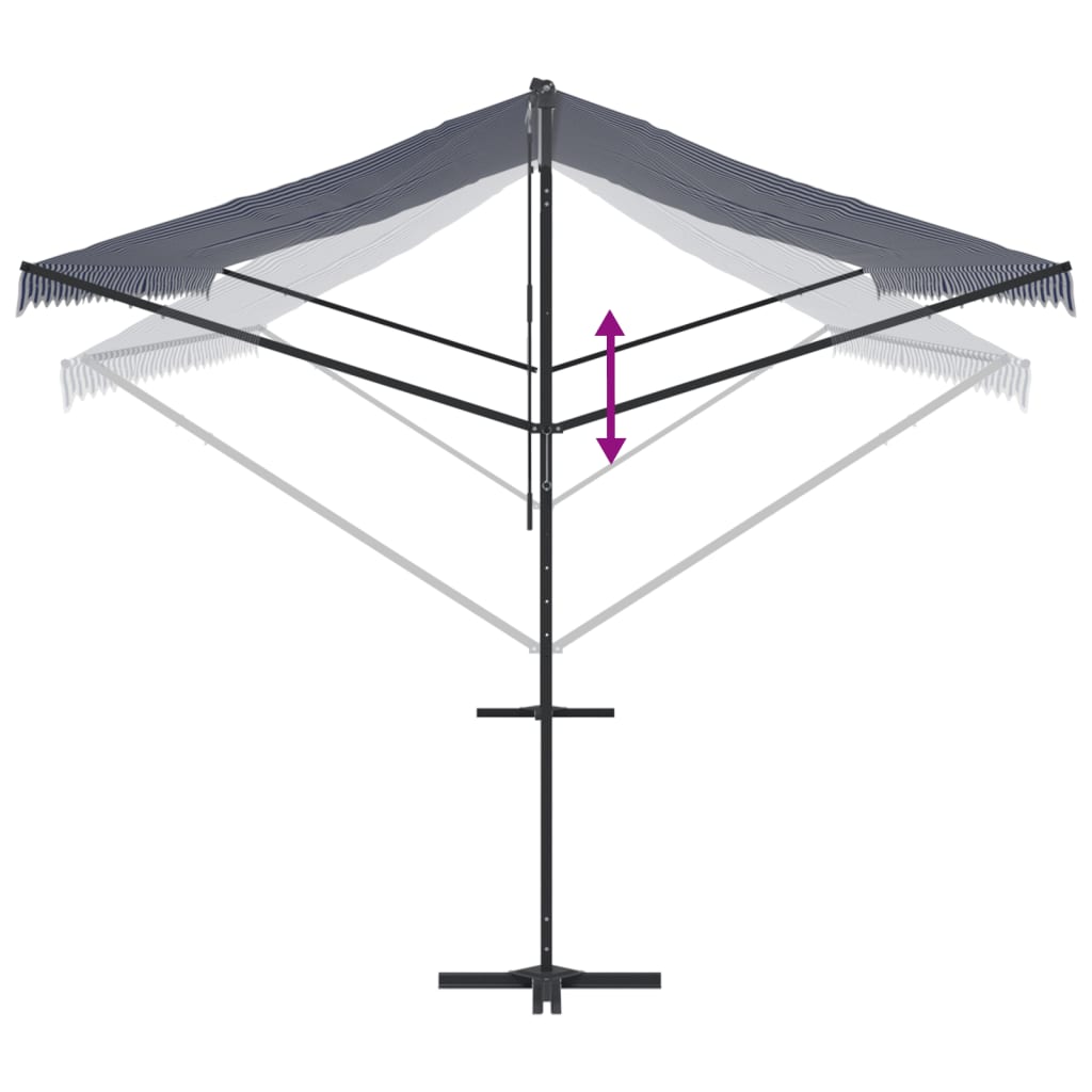 Toldo de pé 600x300 cm tecido e aço azul e branco