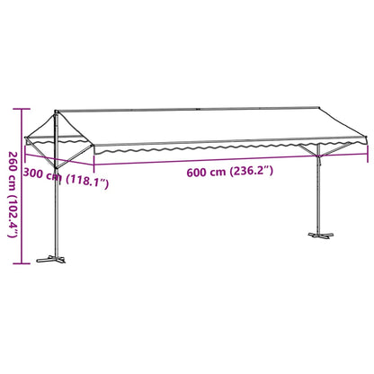 Toldo de pé 600x300 cm tecido e aço azul e branco