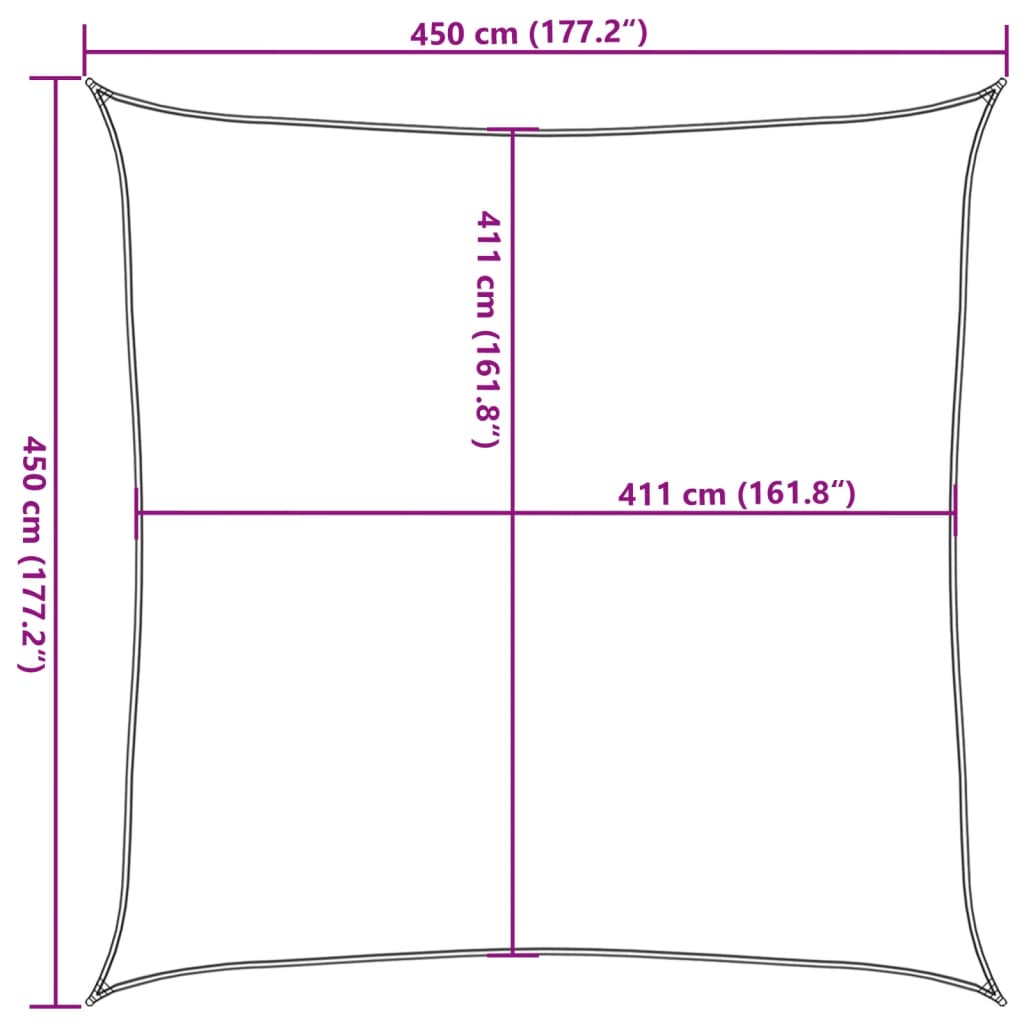 Para-sol estilo vela 4,5x4,5m oxford 100% poliéster cinza-claro