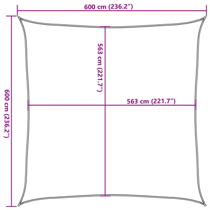 Para-sol estilo vela 6x6 m oxford 100% poliéster cinzento-claro