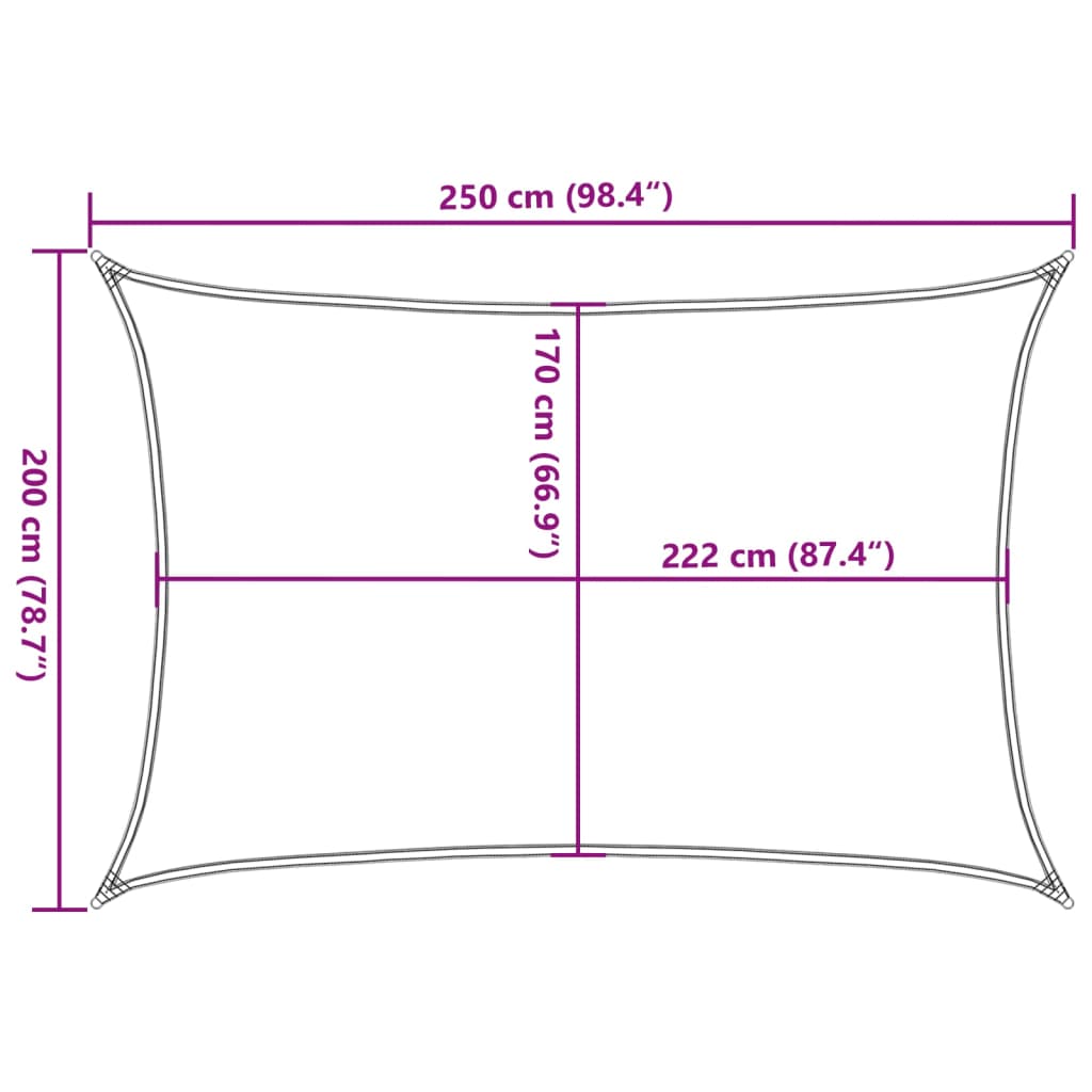 Para-sol estilo vela 2,5x2 m oxford 100% poliéster cinza-claro