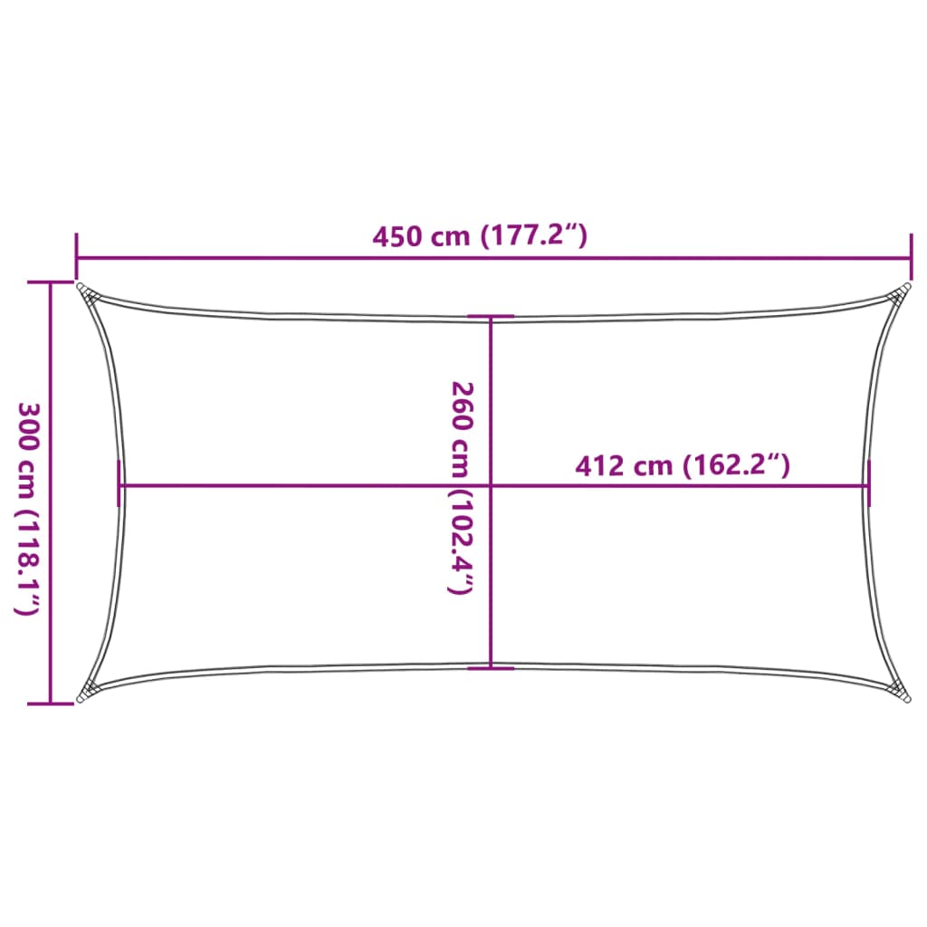 Para-sol estilo vela 4,5x3 m oxford 100% poliéster cinza-claro