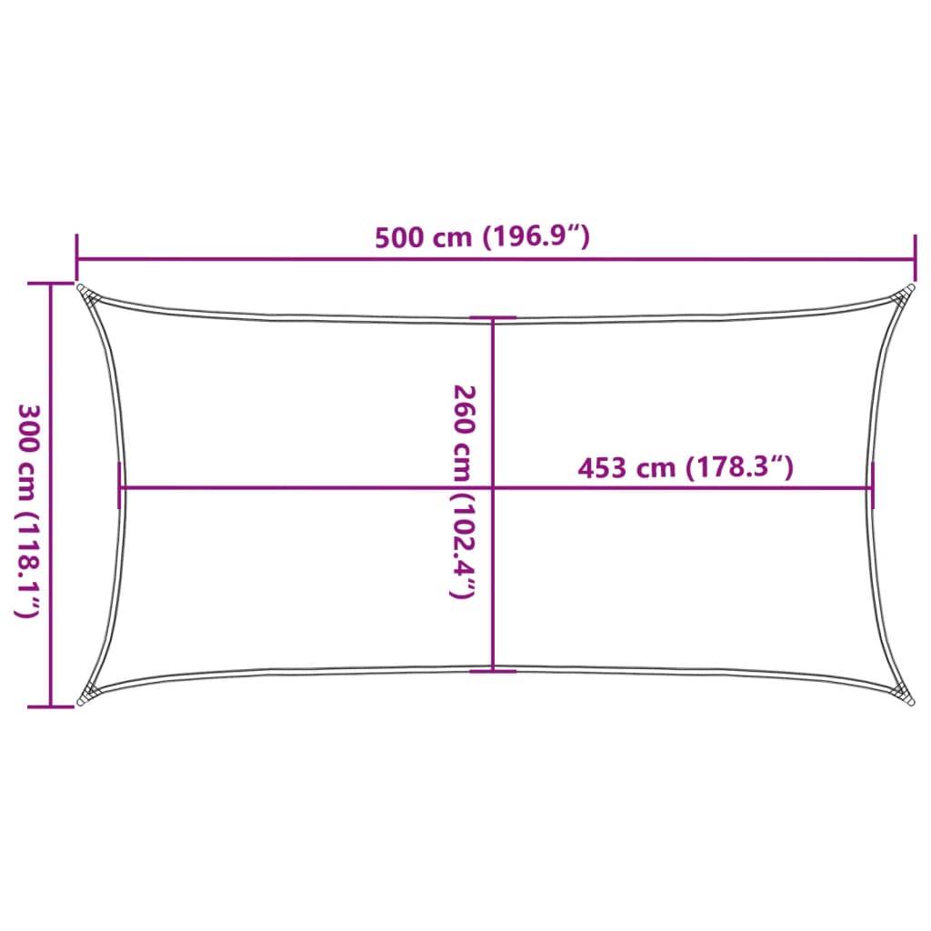 Para-sol estilo vela 5x3 m oxford 100% poliéster cinzento-claro