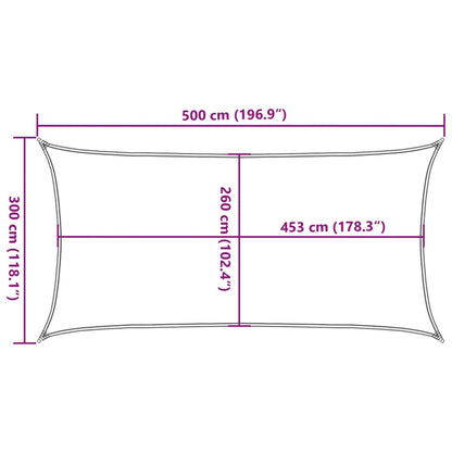 Para-sol estilo vela 5x3 m oxford 100% poliéster cinzento-claro