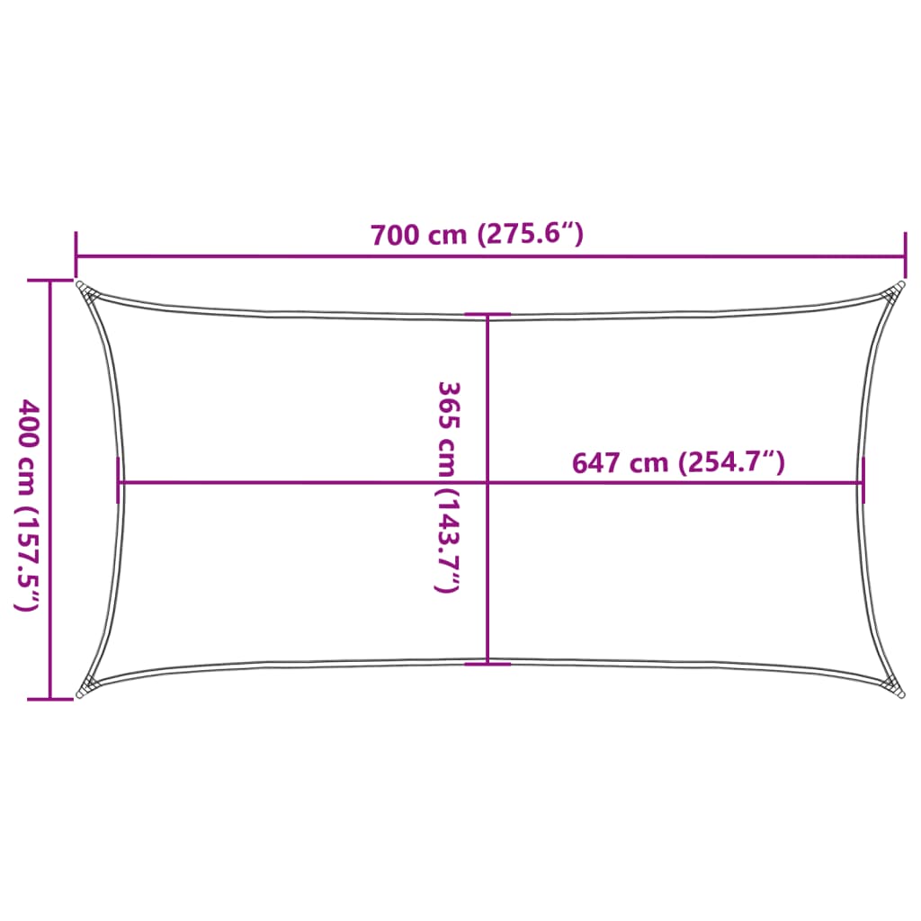 Para-sol estilo vela 7x4 m oxford 100% poliéster cinzento-claro