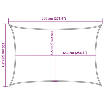 Para-sol estilo vela 7x6 m oxford 100% poliéster cinzento-claro