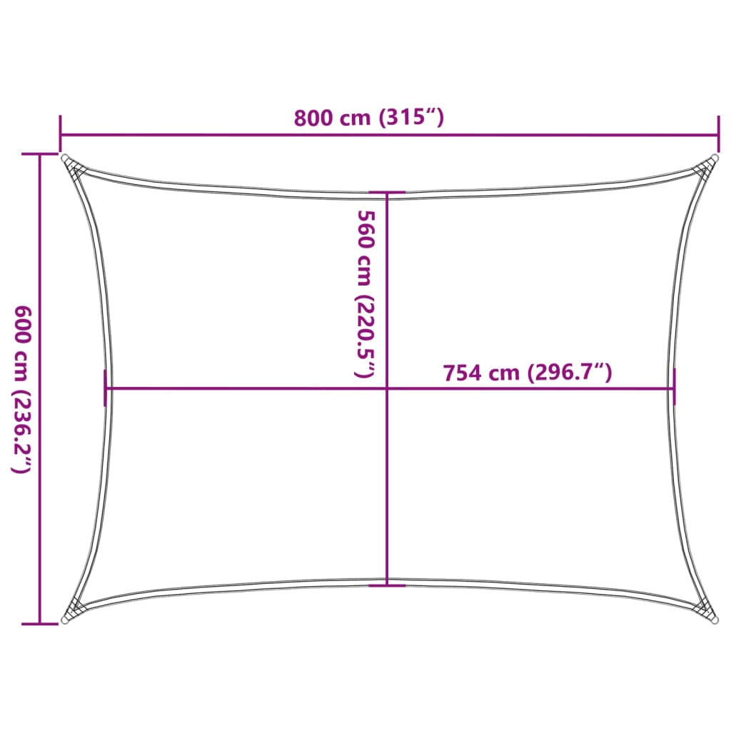 Para-sol estilo vela 8x6 m oxford 100% poliéster cor areia