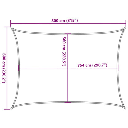 Para-sol estilo vela 8x6 m oxford 100% poliéster cor areia