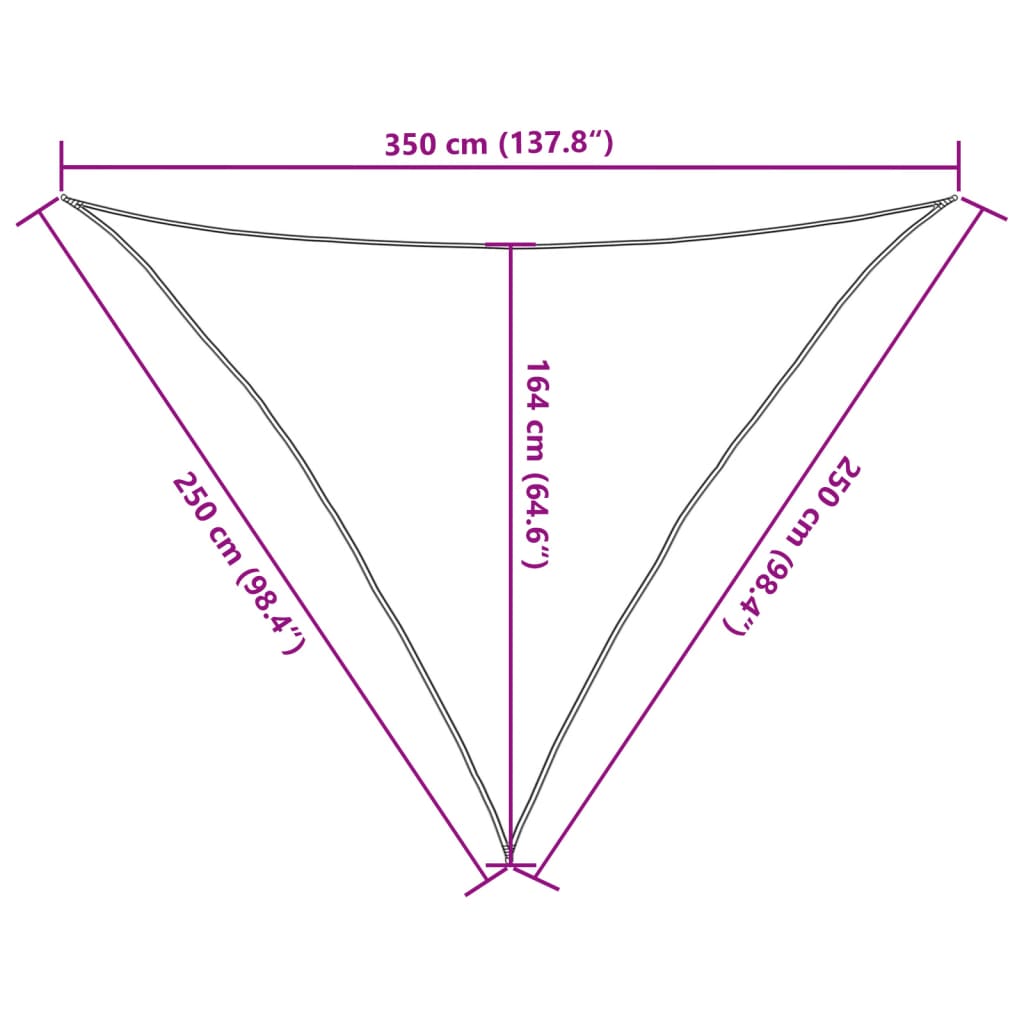 Para-sol estilo vela 2,5x2,5x3,5m oxford poliéster cinza-claro